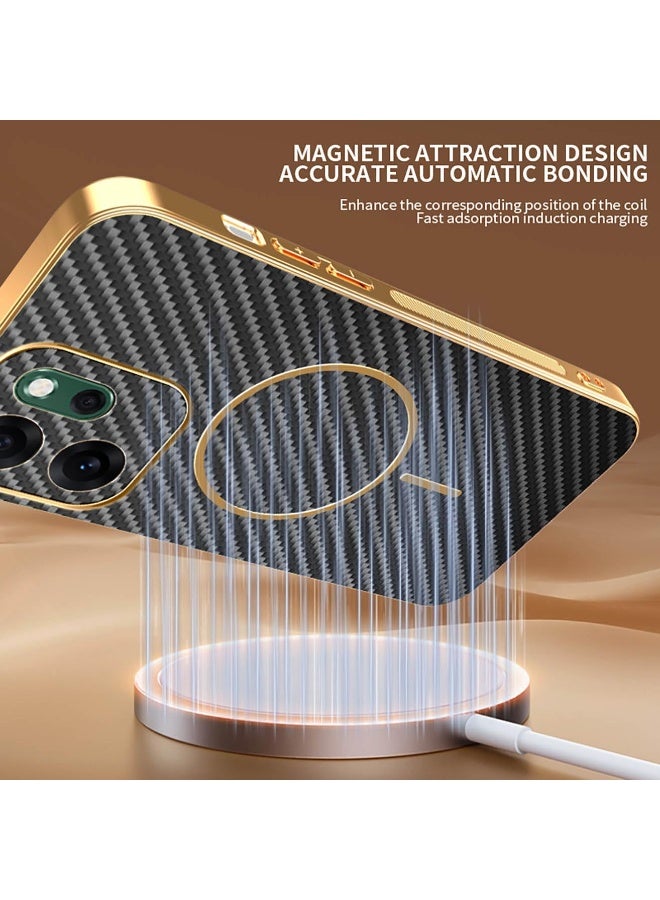 general Magnetic Cover for Oppo Reno14 F 5G, [with Wireless Charging] Ultra Thin Matte Carbon Fiber Case, Military Shockproof Soft Silicone Case - Image 3