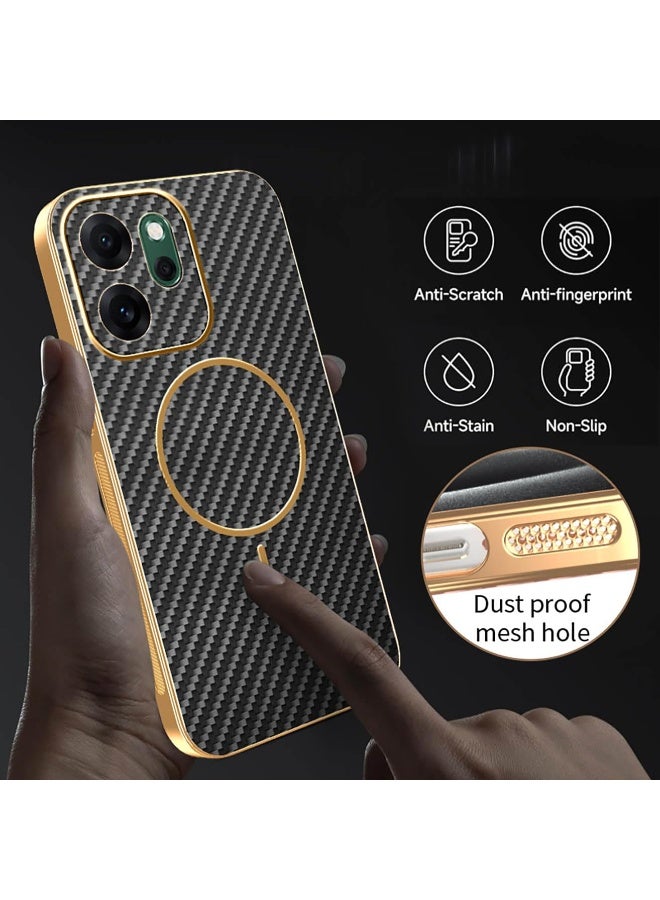 general Magnetic Cover for Oppo Reno14 F 5G, [with Wireless Charging] Ultra Thin Matte Carbon Fiber Case, Military Shockproof Soft Silicone Case - Image 5