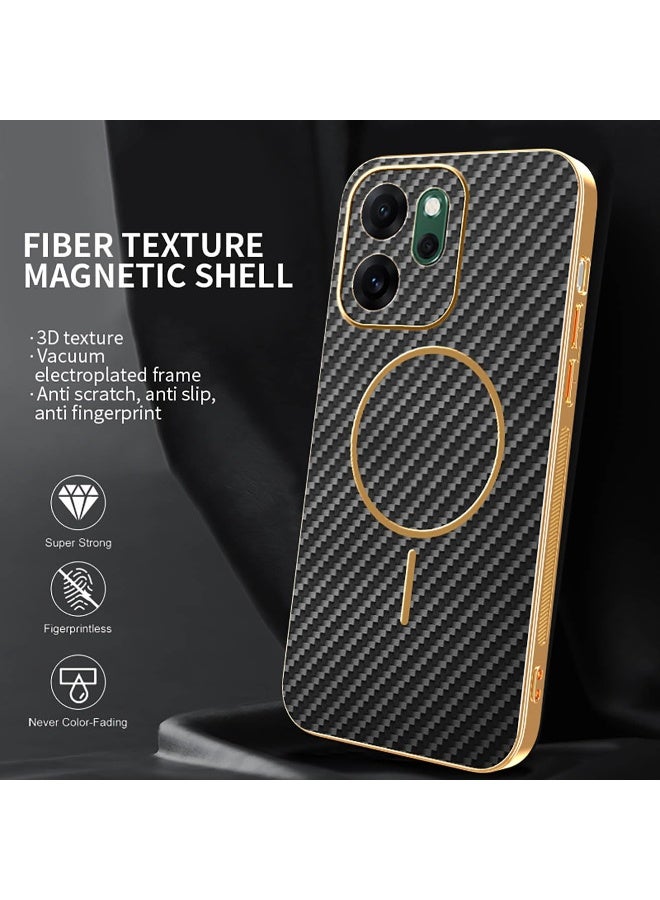 general Magnetic Cover for Oppo Reno14 F 5G, [with Wireless Charging] Ultra Thin Matte Carbon Fiber Case, Military Shockproof Soft Silicone Case - Image 2