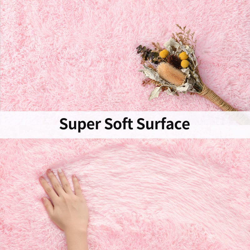 Merelax Soft Modern Indoor Shaggy Area Rug for Bedroom Livingroom Dorm Kids Room Home Decorative, Non-Slip Plush Fluffy Furry Fur Rugs Comfy Nursery Accent Floor Carpet 3x5 Feet, Pink - Image 4