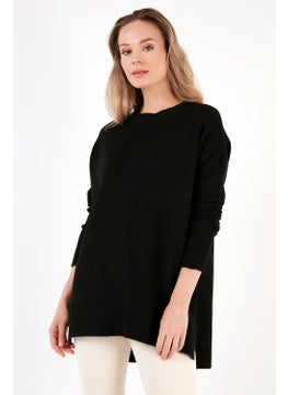 Lela Casual Cut Slit Detailed Crew Neck Sweater Women's Sweater 4616142Y  - Image 1