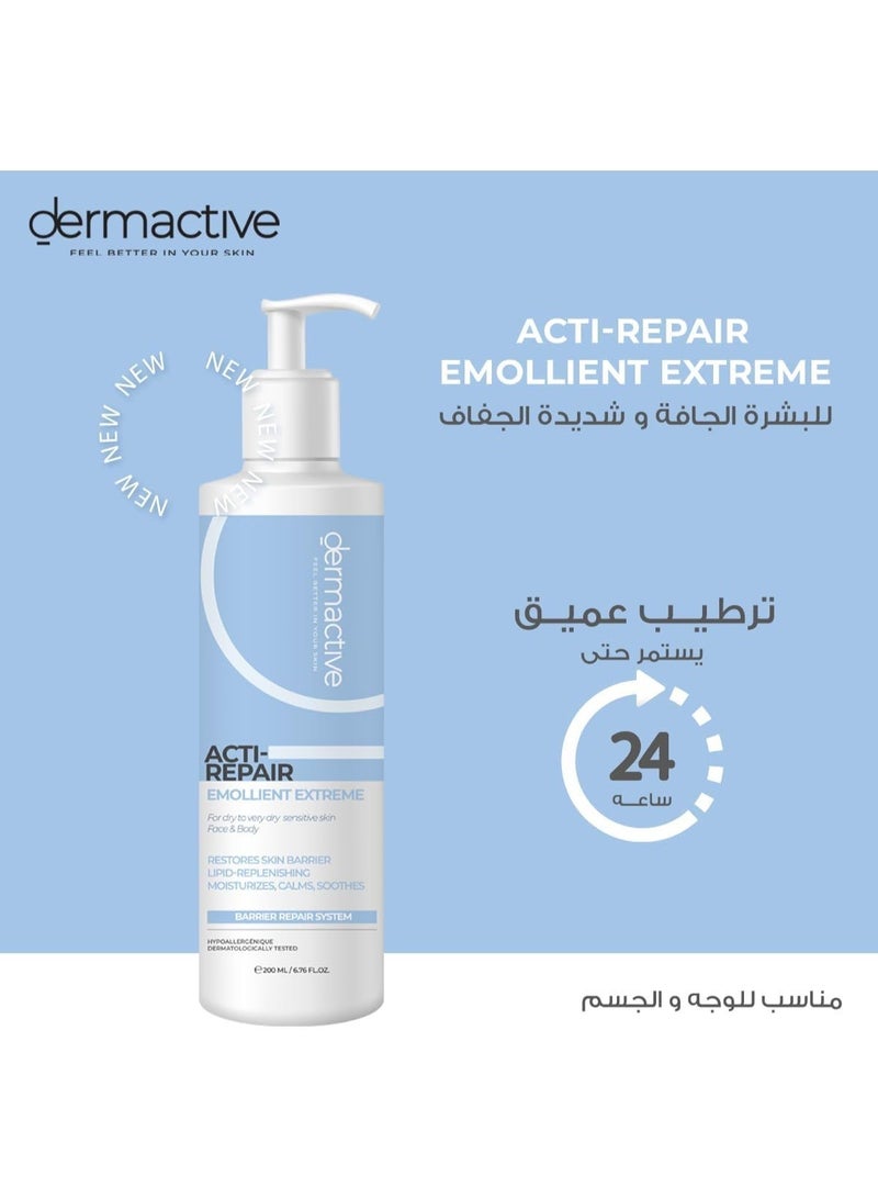 DERMACTIVE Acti-Repair Emollient Extreme – 200ml | Intensive Moisturizing Care, Restores Skin Comfort, For Very Dry & Sensitive Skin - Image 4