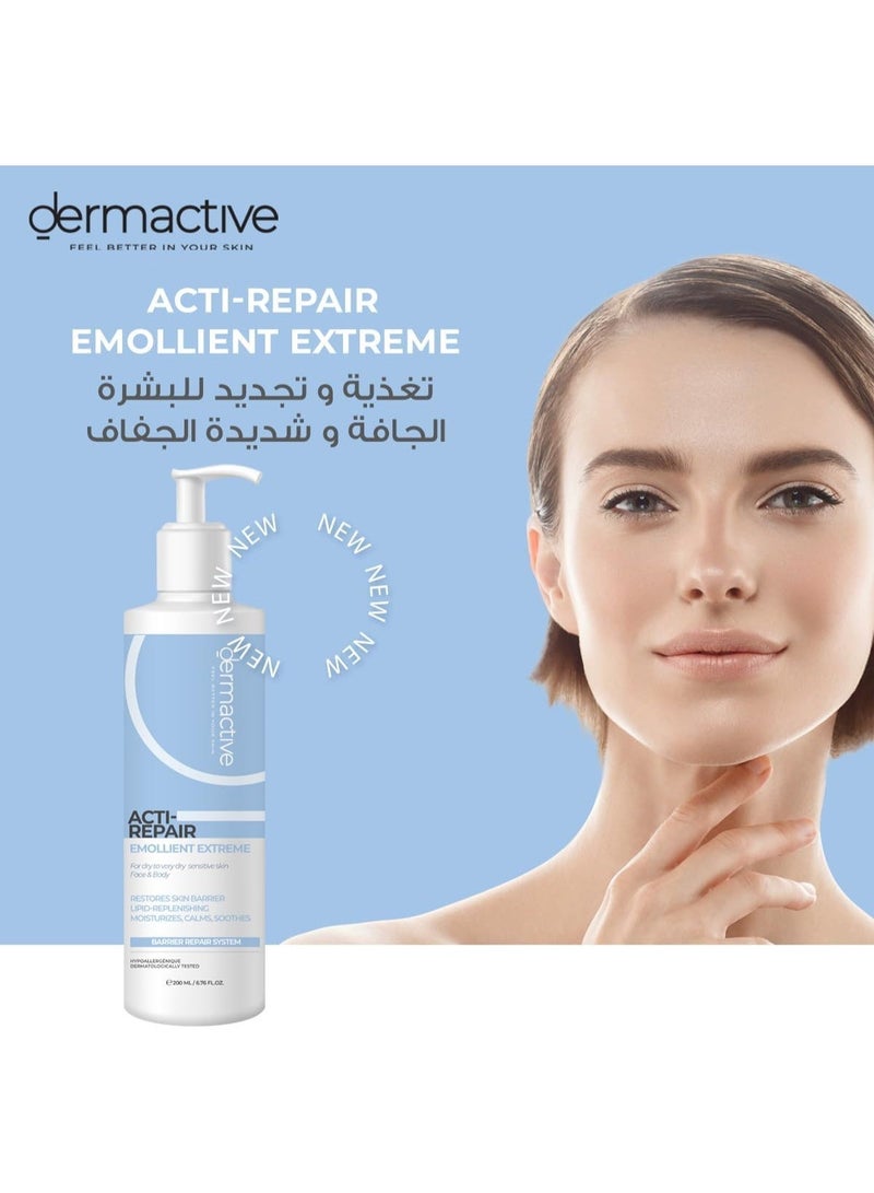 DERMACTIVE Acti-Repair Emollient Extreme – 200ml | Intensive Moisturizing Care, Restores Skin Comfort, For Very Dry & Sensitive Skin - Image 2