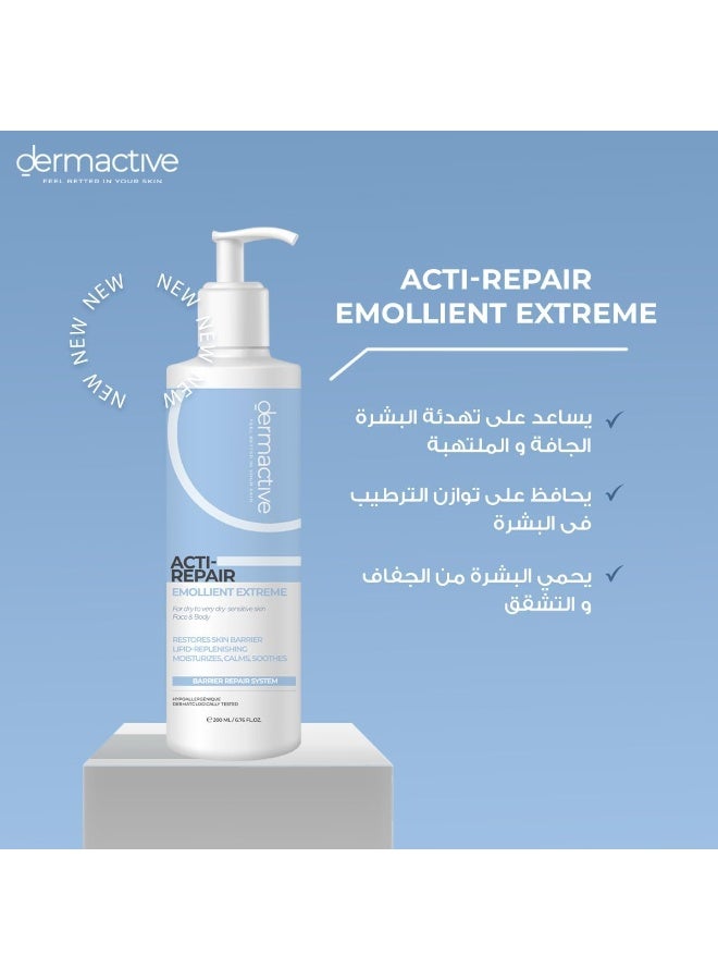DERMACTIVE Acti-Repair Emollient Extreme – 200ml | Intensive Moisturizing Care, Restores Skin Comfort, For Very Dry & Sensitive Skin - Image 3