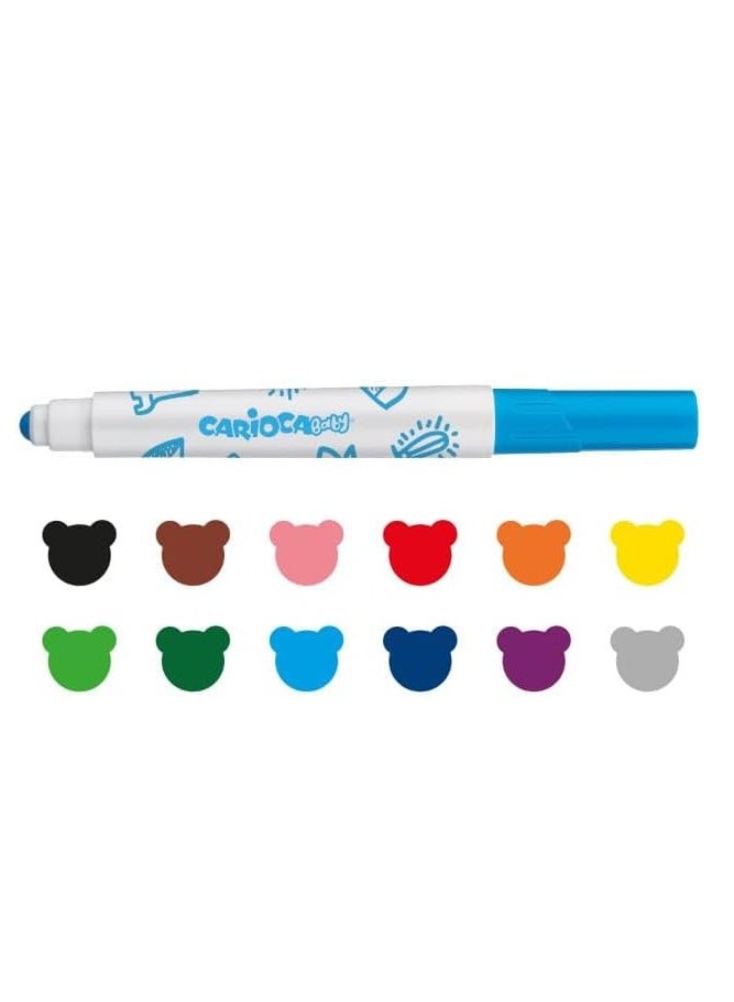 carioca أقلام تلوين كاريكا القابلة للغسل بحجم كبير 12 قطعة 42814 - Image 3