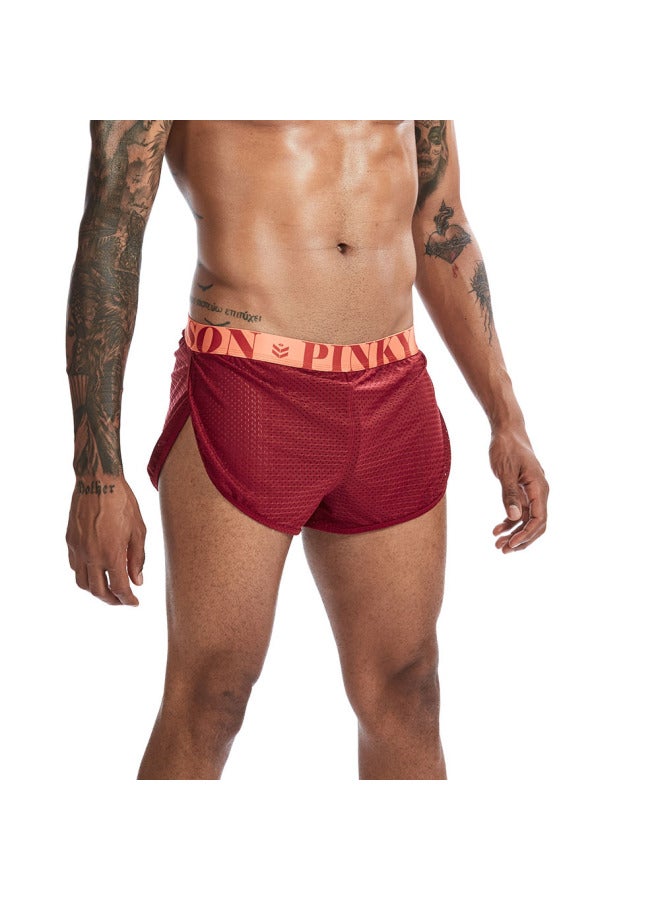 Spot Pinky Senson Nylon Mesh Mid-waist Pure Color Breathable Men's Home Arrow Pants Boxer Briefs