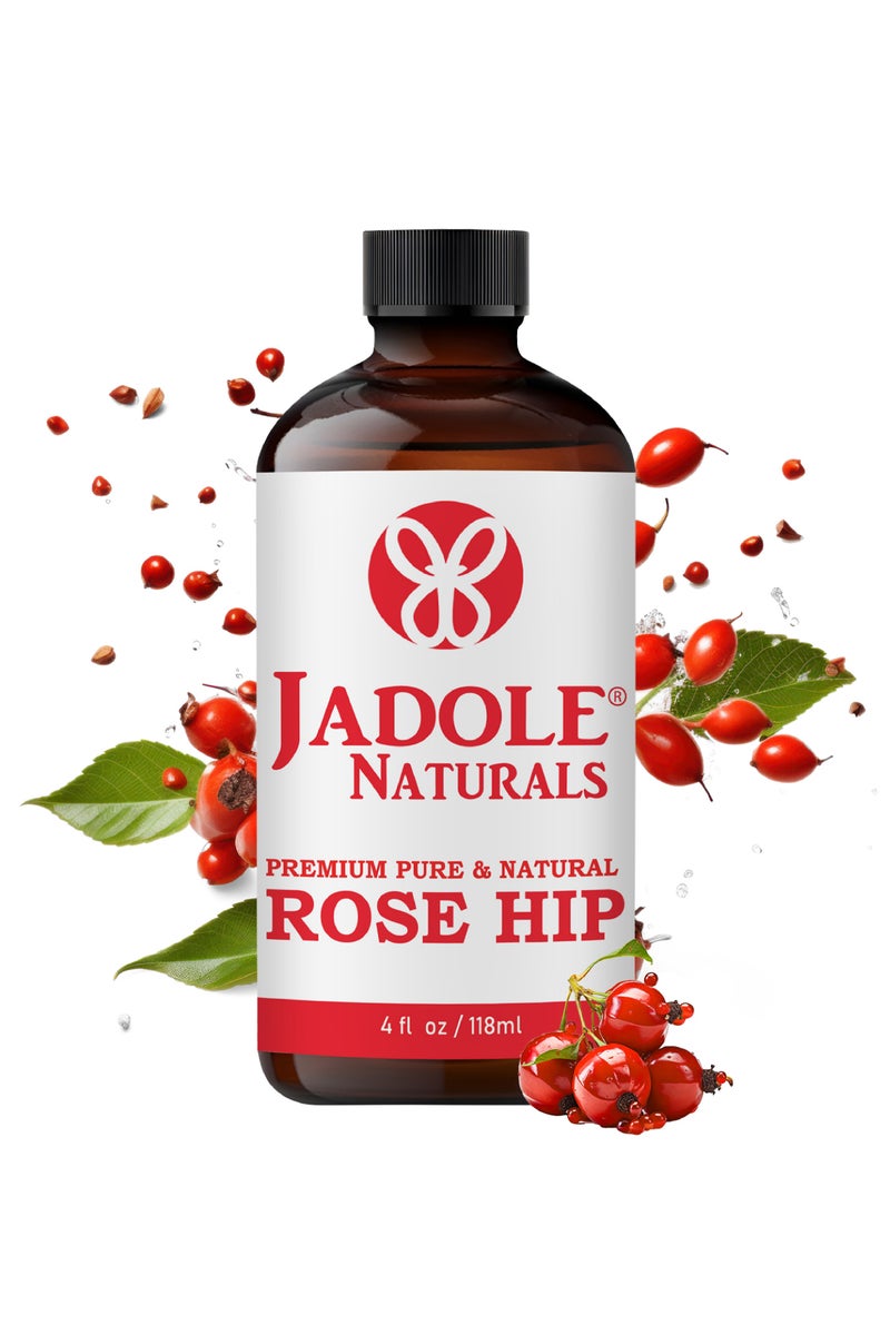 Jadole Naturals Rose Hip Oil - 118 ml, Improves Hair Growth, Strength & Face, Body & Skin - Image 1