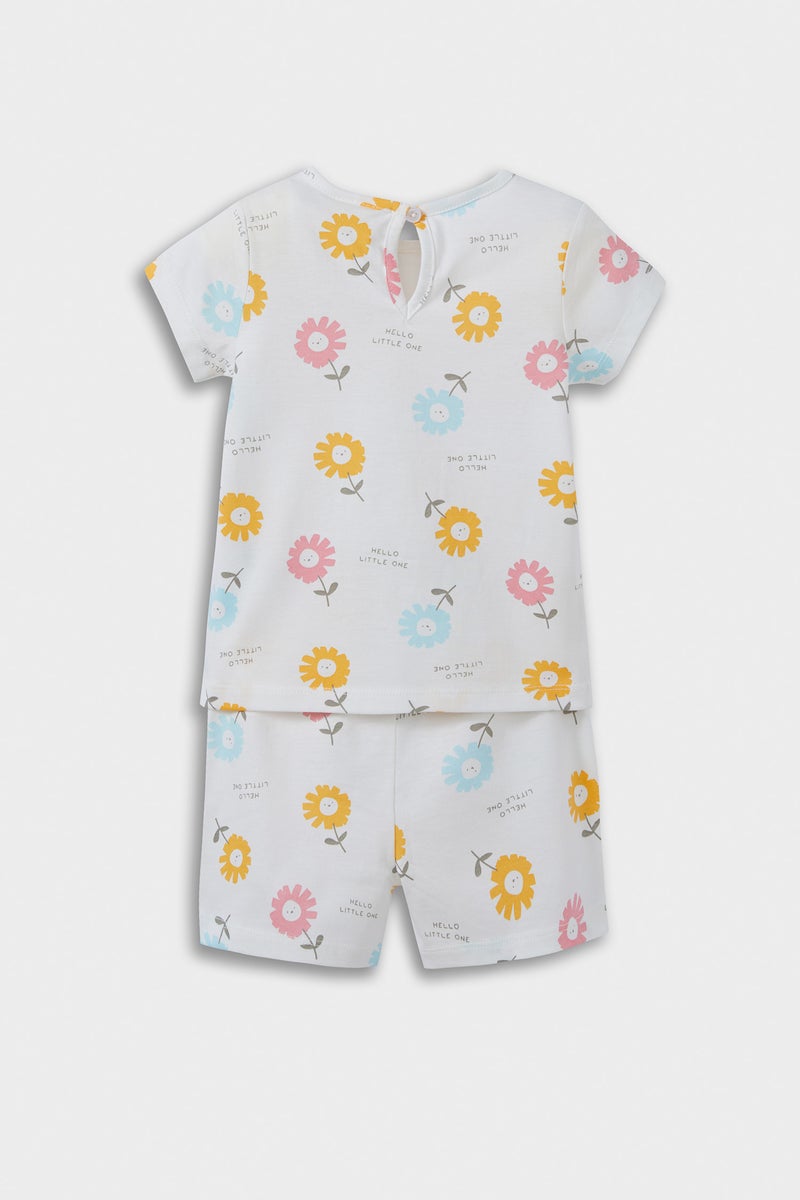 DeFacto Baby Girl 2 piece Regular Fit Flower Knitted Pyjamas  - Image 3