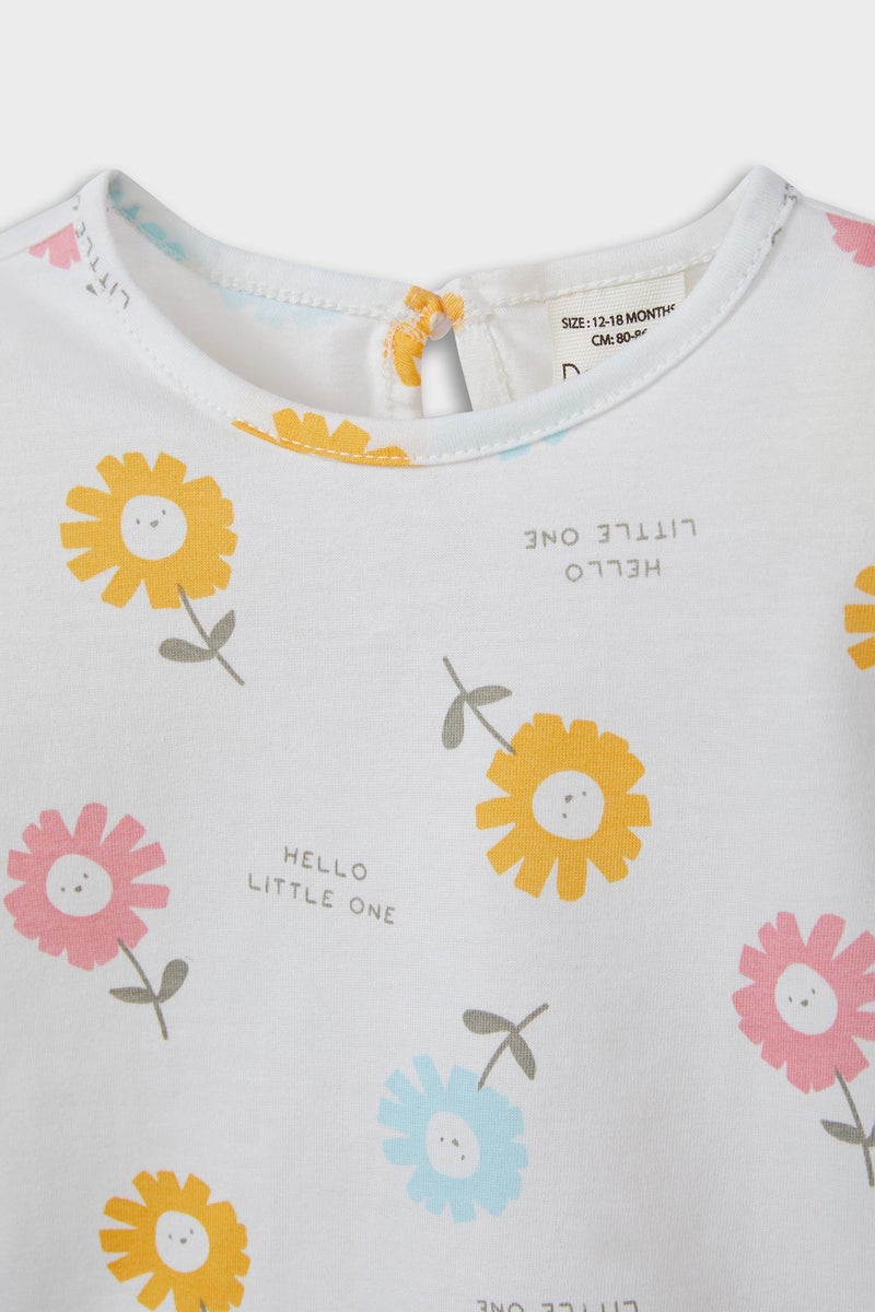 DeFacto Baby Girl 2 piece Regular Fit Flower Knitted Pyjamas  - Image 2