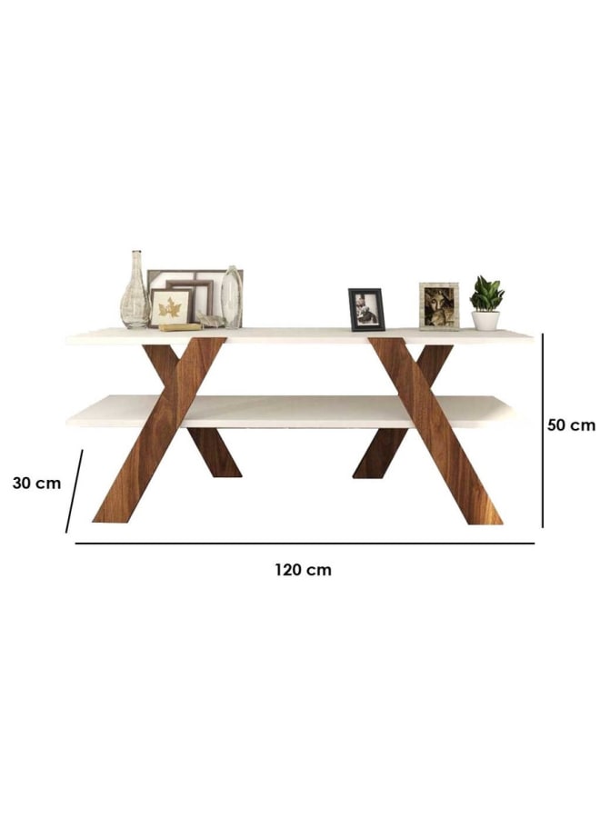 ريترو RA-U34 ترابيزة تلفزيون 30x50x120سم – بني×أبيض - Image 2