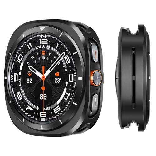 Suphart Metal Cases Compatible with Samsung Galaxy Watch Ultra (2025/2024) 47mm Case, Stainless Steel Protective Cover Rugged Bumper with Back Frame for Galaxy Watch Ultra, Black/White - Image 1