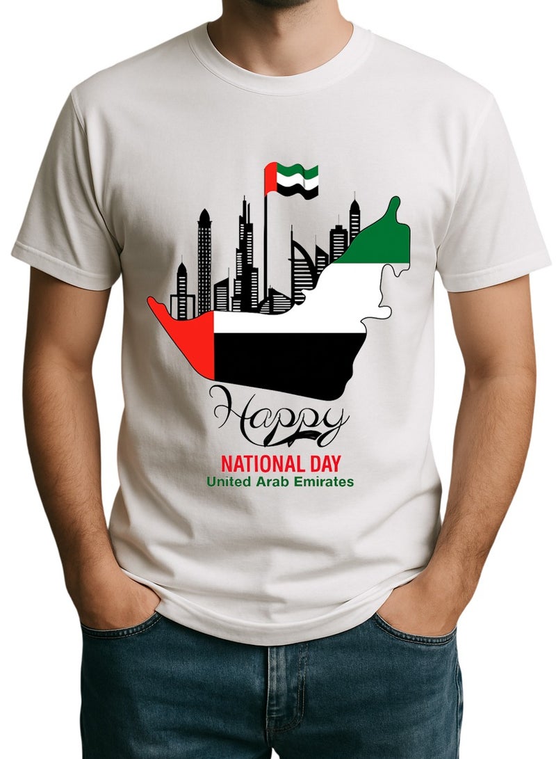 UAE National Day T-Shirt – Skyline & Flag Map Design  Patriotic Tee for Men - Image 1