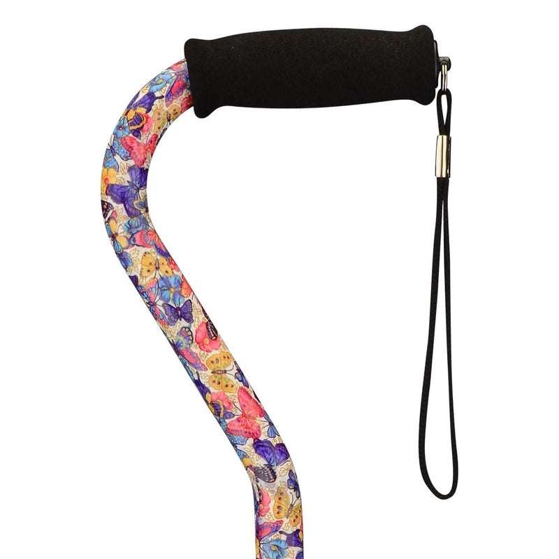 NOVA Medical Products NOVA Sugarcane, Walking Cane with All Terrain Rubber Quad Tip Base and Carrying Strap, Butterfly Symphony Design - Image 3