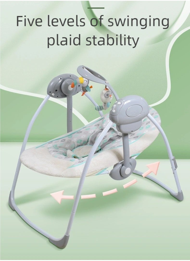 I LOVE KIDS Baby Automatic Swing With Music And Mosquito Net,5 Speeds,12 Fun Melodies,Breathable Fabric And 2 Plush Toys,Newborn To Toddler  - Image 4
