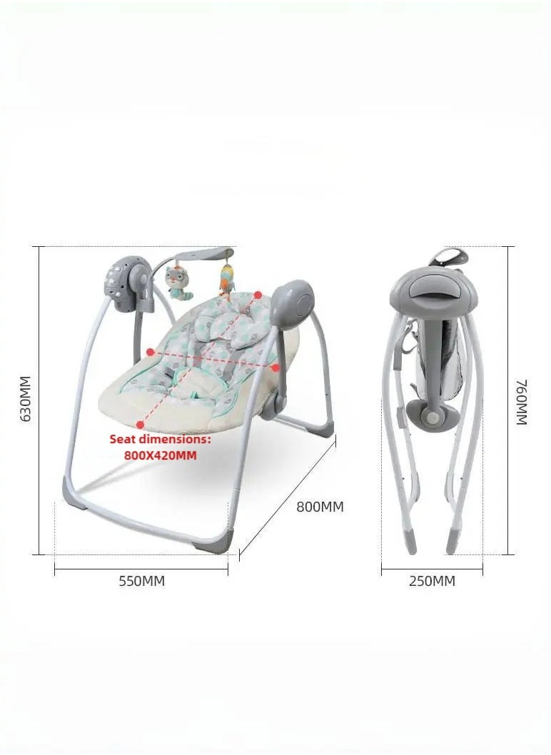 I LOVE KIDS Baby Automatic Swing With Music And Mosquito Net,5 Speeds,12 Fun Melodies,Breathable Fabric And 2 Plush Toys,Newborn To Toddler  - Image 3