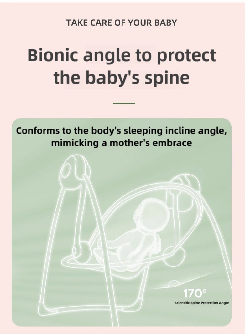I LOVE KIDS Baby Automatic Swing With Music And Mosquito Net,5 Speeds,12 Fun Melodies,Breathable Fabric And 2 Plush Toys,Newborn To Toddler  - Image 5