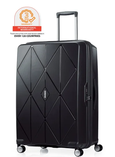 AMERICAN TOURISTER Argyle Suitcase, Check-In Size 81 cm / 30 inch, 4 Spinner Wheels, Hard Top, Polypropylene, Black|DuoSaf™ Security Zipper|Expandable|TSA 008 - 3 Years International Warranty