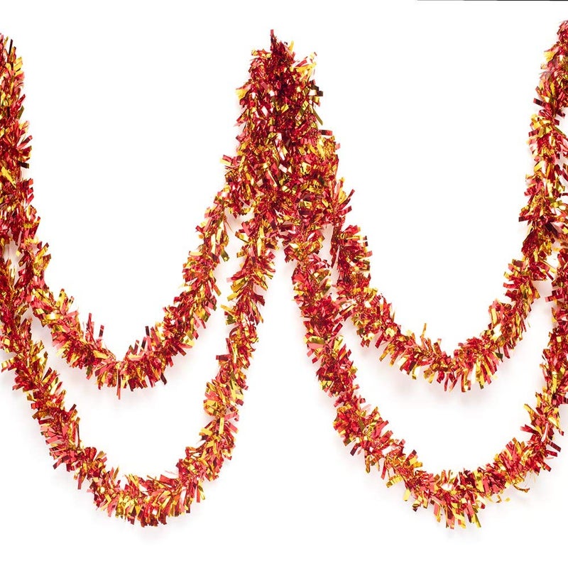 Andersons Red  Gold Sparkle Glitter Metallic Tinsel Twist for Trailer Or Golf Cart 4 inches Wide x 25 ft Long Christmas Birthday Patriotic and Holiday Garland Decor for Parties and Parades
