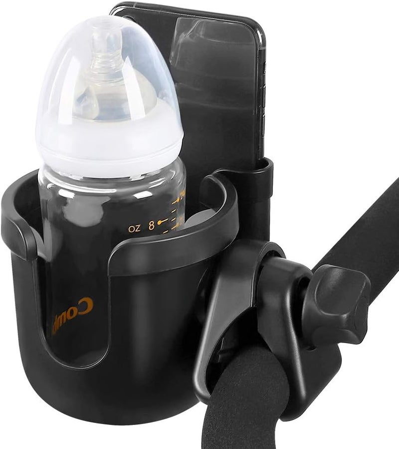 accmor Stroller Cup Holder with Phone Holder, Bike Cup Holder, Universal Cup Holder for Uppababy Nuna Doona Strollers, 2-in-1 Cup Phone Holder for Stroller, Bike, Wheelchair, Walker, Scooter - Image 2
