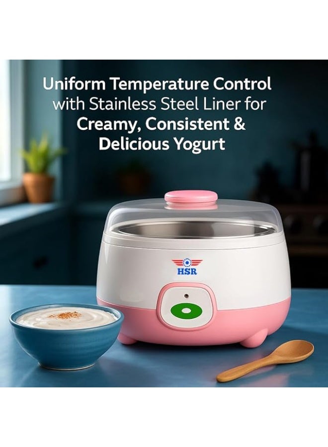 HSR Plastic and Stainless Steel Automatic Yogurt Maker (Size: 170x170x120mm, Bowl/Container Capacity: 900ml) - Image 2