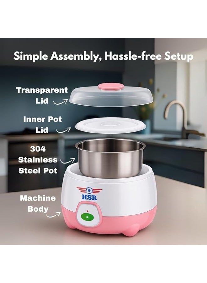 HSR Plastic and Stainless Steel Automatic Yogurt Maker (Size: 170x170x120mm, Bowl/Container Capacity: 900ml) - Image 3