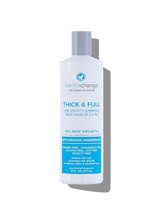 dermachange Hair Growth Shampoo for Thining Hair and Hair Loss - Sulfate Free Shampoo for Men and Women - Thicker and Shinier Hair - Volumizing and Thickening Shampoo for Color Treated Hair with Aloe Vera (16oz) - Image 1