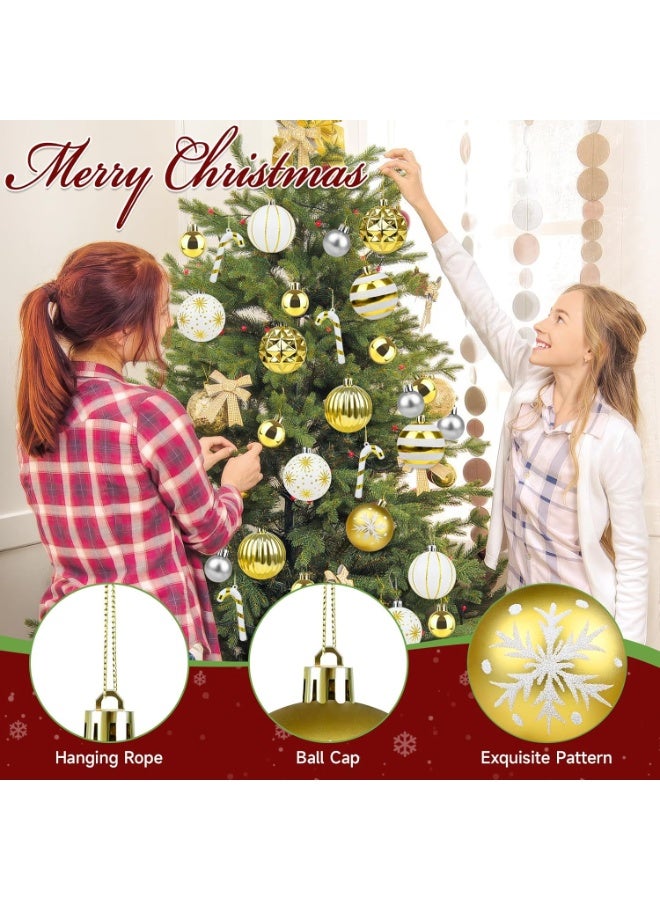 40PCS Christmas Ball Ornaments, 2.4inch Gold and White Christmas Ornaments Set for Christmas Tree Decorations Holiday Party Wedding Decor - Image 4