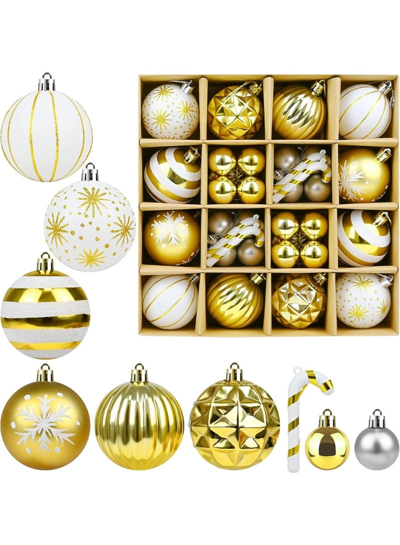 40PCS Christmas Ball Ornaments, 2.4inch Gold and White Christmas Ornaments Set for Christmas Tree Decorations Holiday Party Wedding Decor - Image 1