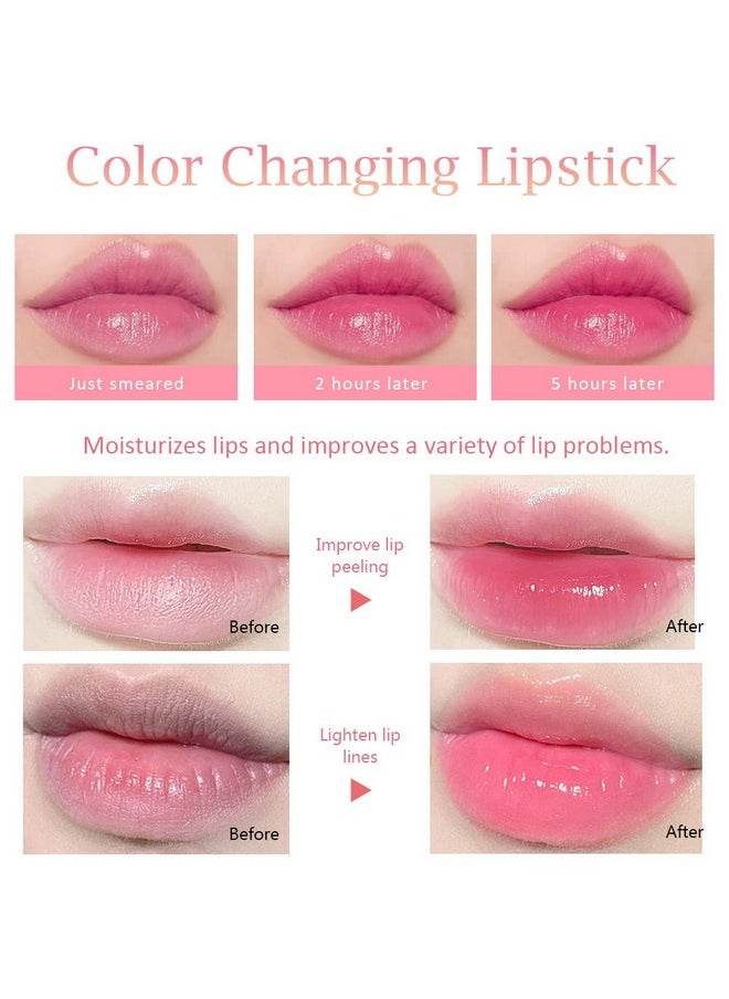BINGBRUSH BINGBRUSH 3 Pcs Peach Strawberry Grape Color Changing Lipstick Queen,PH Mood Long Lasting Labiales Lip Gloss Lip Balm Tinted Magic Lip Stain Moisturize Makeup Lipstick Set for Women  - Image 2