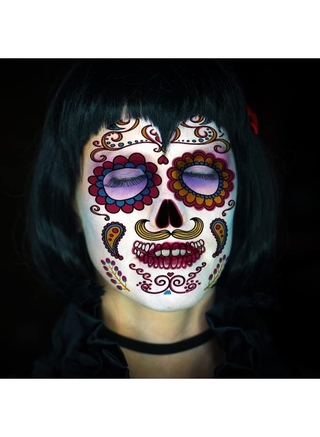 Temporary Tattoo Sugar Skull Skeleton Art – Vivid Day of the Dead Body Tattoo for Halloween, Festivals & Parties | Bold Artistic Design that Unleashes Your Mysterious & Fearless Side - Image 2