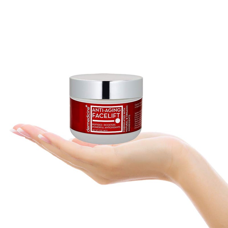 Dermedicine Natural Anti-Aging Facelift Cream for Face | Ultimate Moisturizer w/Retinol, Peptides, Stem Cells, Hyaluronic Acid, Vitamin E, Grape Seed | Helps Smooth Fine Lines, Wrinkles & Brightens | 2 OZ / 60 G - Image 4