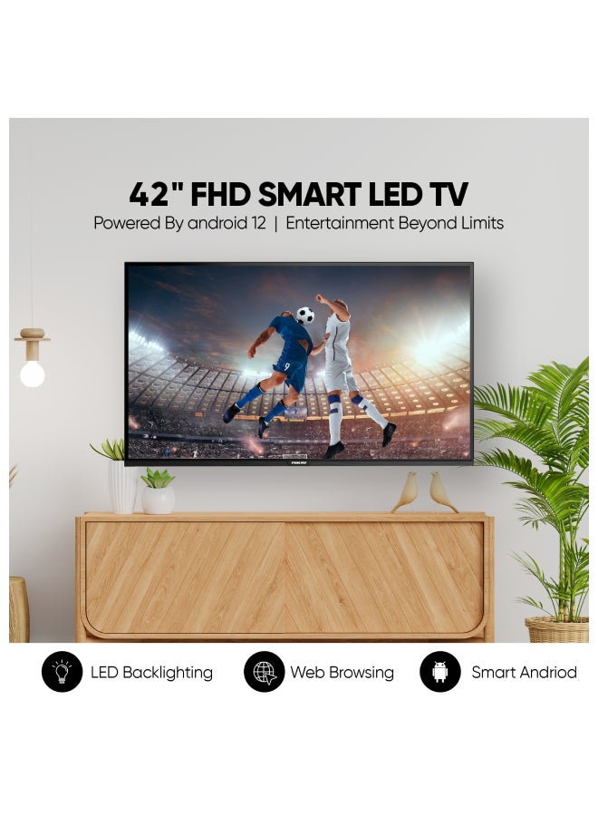 NIKAI 42 Inch screen (43 inch with frame) Smart LED TV | Operating System Android | Built-In Wi-Fi, Smart Apps, 2 HDMI Ports, 1GB RAM | 16W Speakers, Quad-Core Processor | Ultra-Slim Frame, Sleep Timer, Auto Power Off | Multilingual OSD | 60HZ | 2 Year Warranty - NTV4300SLED/NTV4300SLEDN2 Black NTV4300SLED/NTV4300SLEDN2 Black - Image 2