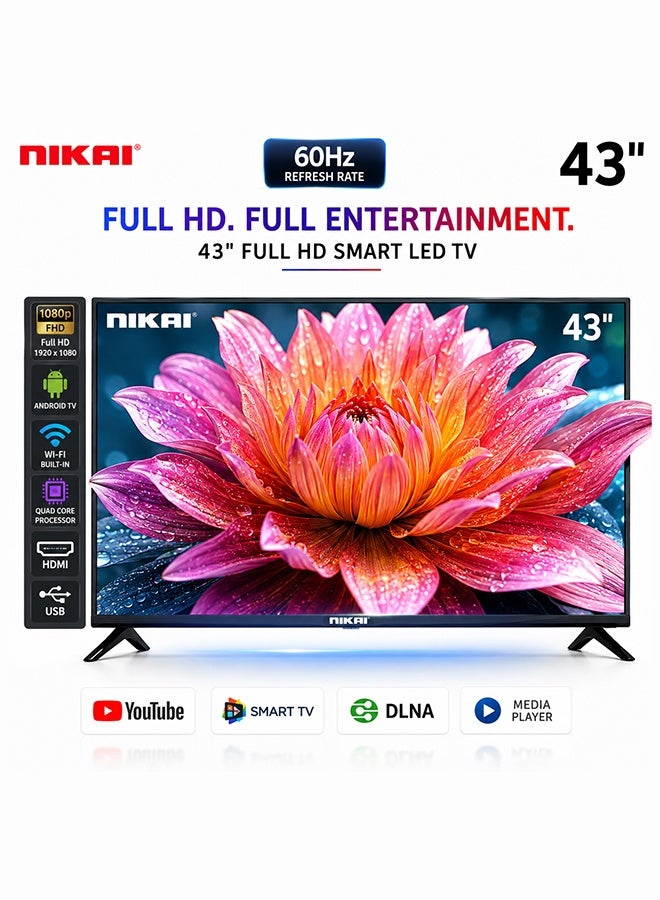 نيكاي تلفزيون LED ذكي بدقة FHD مقاس 43 بوصة NTV4300SLED/ NTV4300SLED2 أسود NTV4300SLED/NTV4300SLEDN2/ NTV4300SLEDX أسود - Image 1