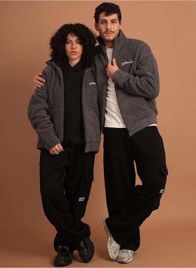 In Your Shoe Dark Grey Fleece Jacket