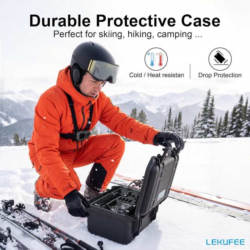 ليكوفي حقيبة صلبة مقاومة للماء من Lekufee لكاميرا DJI Osmo Action 6، Osmo Action 5 Pro/4/3، مجموعة المغامرة، المجموعة القياسية، والمزيد من الملحقات (الحقيبة فقط) - Image 5