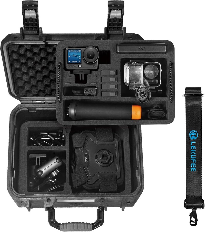 ليكوفي حقيبة صلبة مقاومة للماء من Lekufee لكاميرا DJI Osmo Action 6، Osmo Action 5 Pro/4/3، مجموعة المغامرة، المجموعة القياسية، والمزيد من الملحقات (الحقيبة فقط) - Image 1