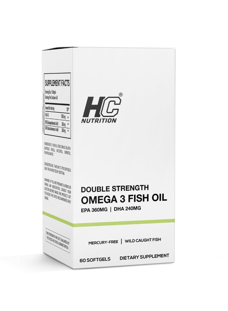 HC Nutrition Double Strength Omega-3 Fish oil, 60 Soft gels - Image 1