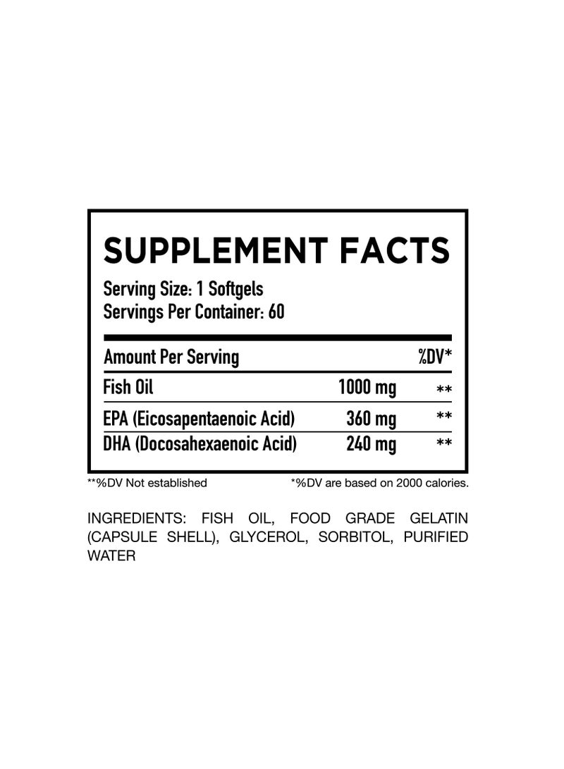 HC Nutrition Double Strength Omega-3 Fish oil, 60 Soft gels - Image 2