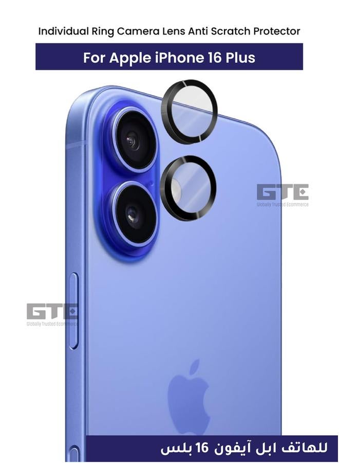 PROMASS Individual Ring Camera Lens Anti Scratch Protector for iPhone 16 Plus-Clear