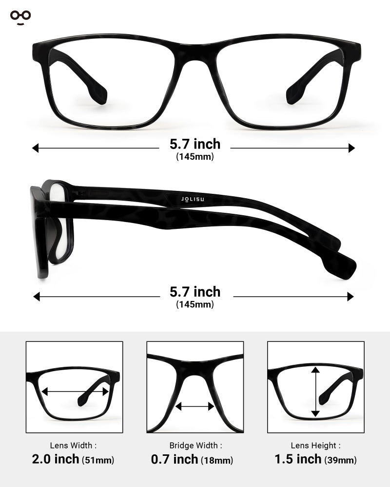 JOLISU 4 Pack Reading Glasses Men Blue Light Blocking with Spring Hinge, Anti Eyestrain/UV Large Wide Square Computer Readers (2.00) - Image 2