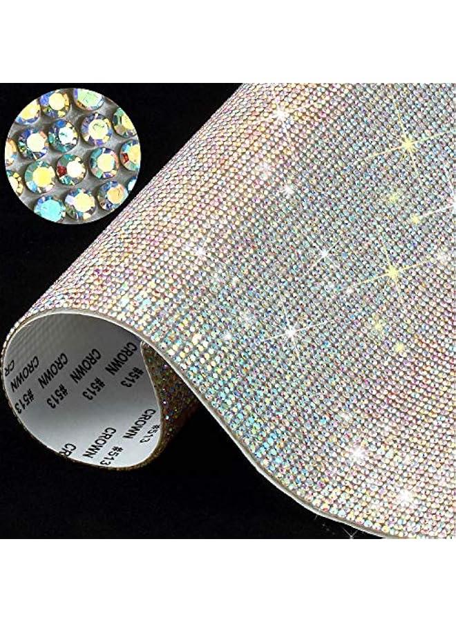 Outus 12000 Pcs Bling Bling Rhinestone Sheet Rhinestones Sticker DIY Car Decoration Sticker Self Adhesive Glitter Crystal Gem Stickers for Car Decoration, 9.4 x 7.9 Inch(AB Color) - Image 1