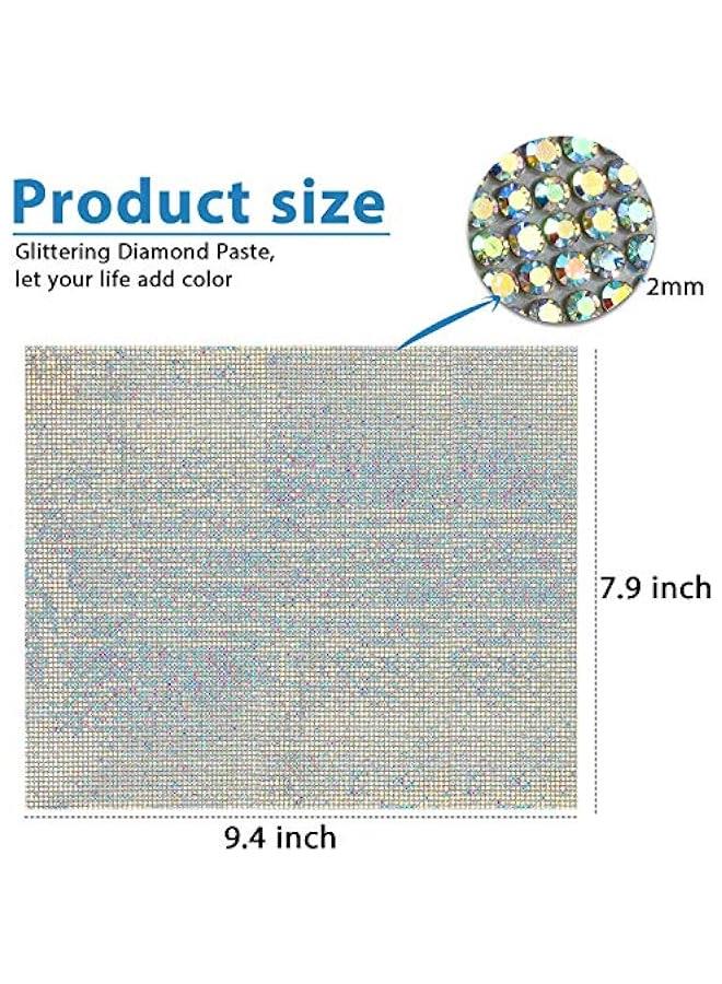 Outus 12000 Pcs Bling Bling Rhinestone Sheet Rhinestones Sticker DIY Car Decoration Sticker Self Adhesive Glitter Crystal Gem Stickers for Car Decoration, 9.4 x 7.9 Inch(AB Color) - Image 3