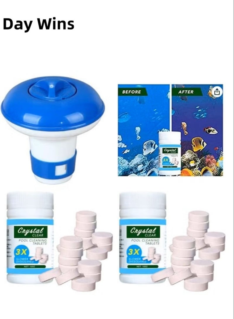 فوز اليوم عوامة تنظيف حمامات السباحة مع أقراص تنقية 100 جرام*2 مجموعة موزع الكلور لحمام السباحة - Image 1