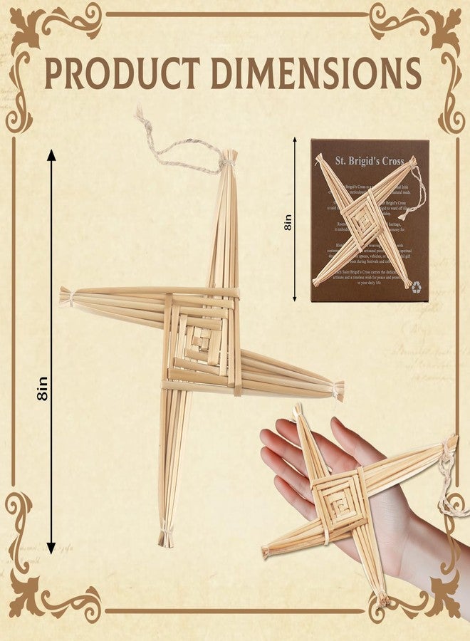 wellhouse Authentic St. Brigid's Cross Wall Hanging - Handwoven Straw Irish Celtic Cross Decor - Traditional St. Brigid's Day & St. Patrick's Day Gift(Natural) - Image 2