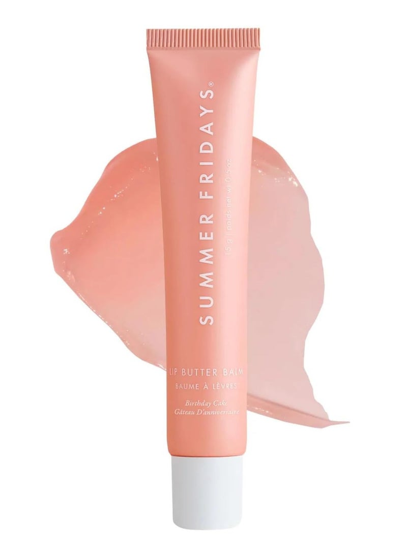 SUMMER FRIDAYS - Tinted Lip Butter Balm - Conditioning Vegan Lip Balm for Instant Moisture, Shine & Hydration - Softening & Soothing Skincare - Birthday Cake (.5 Oz) - Image 1