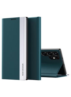 Unik for Samsung Galaxy S24 Ultra Case, Thin Slim Full Body Protective PU Leather Cover Business Phone Cases (Green)  - Image 1