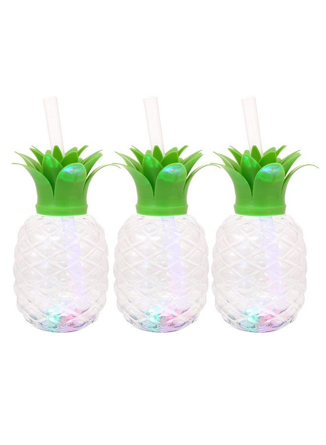 Cabilock Led Light Up Pineapple Cups:3Pcs Pineapple Drink Cups With Straws Luau Party Decorations Hawaiian Luau Tiki And Beach Theme Party Decorations For Kids And Adults - Image 1