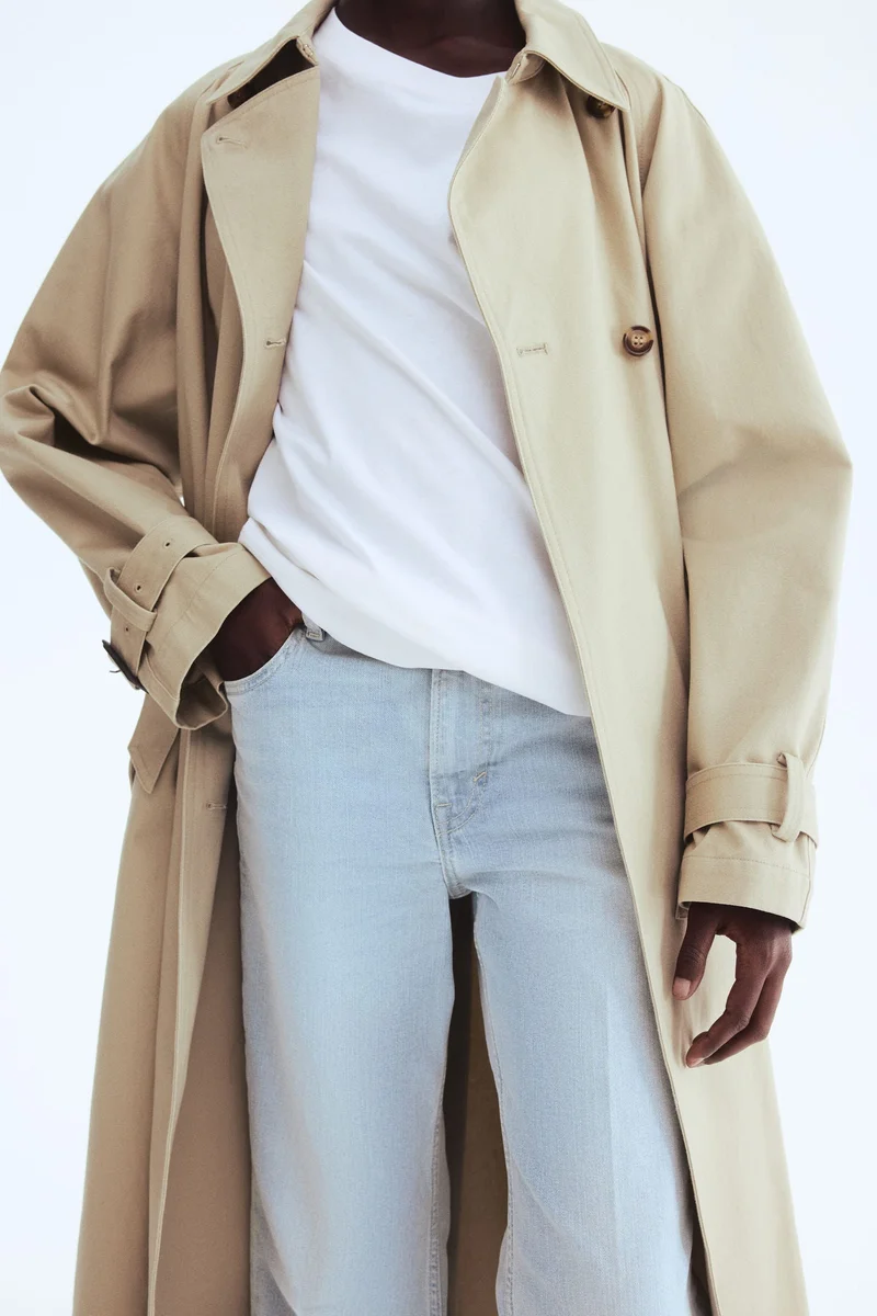 اتش اند ام جينز بقصة حافة واسعة وخصر عالي