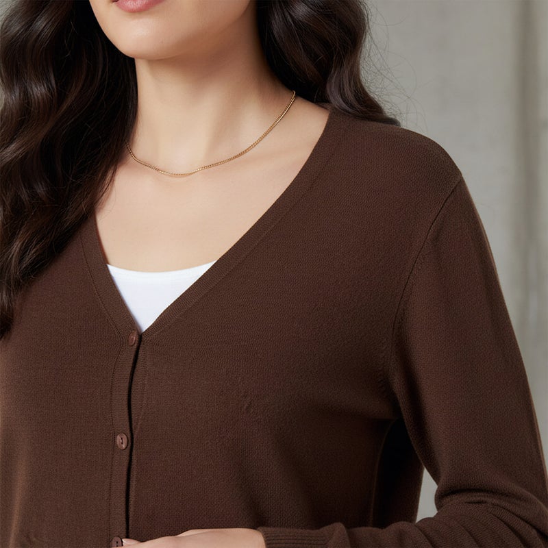 تواكستريمز كارديجان تريكو بياقة على شكل حرف  بنقشة - Image 4