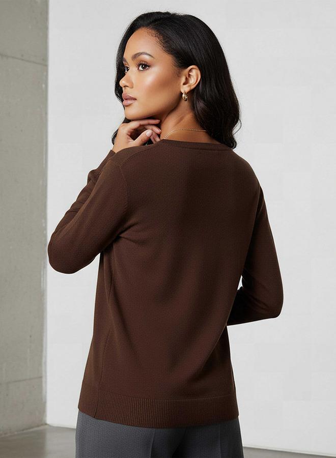 تواكستريمز كارديجان تريكو بياقة على شكل حرف  بنقشة - Image 3